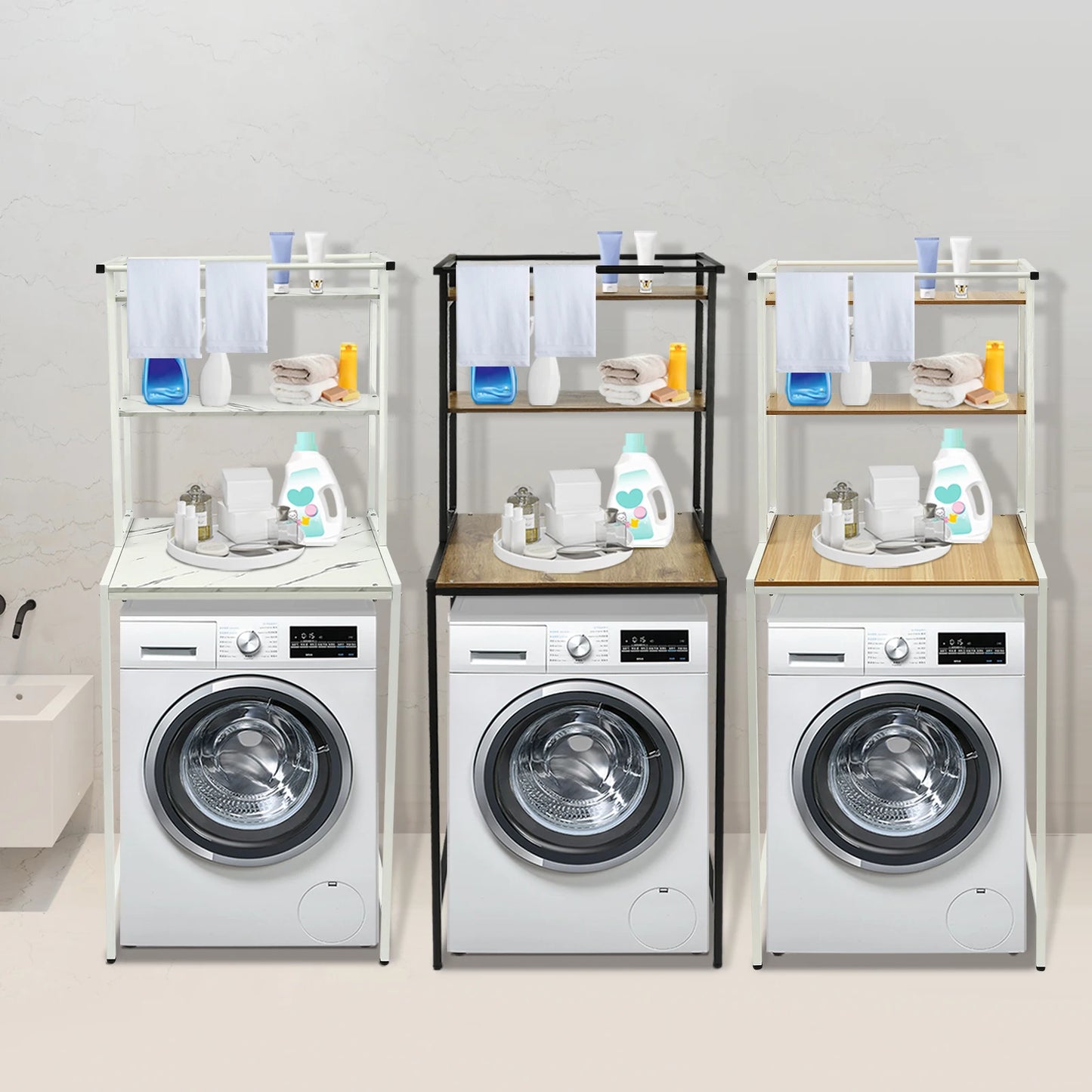 Bymaocar 3 Tier Washer And Dryer Shelving Storage Rack For Laundry