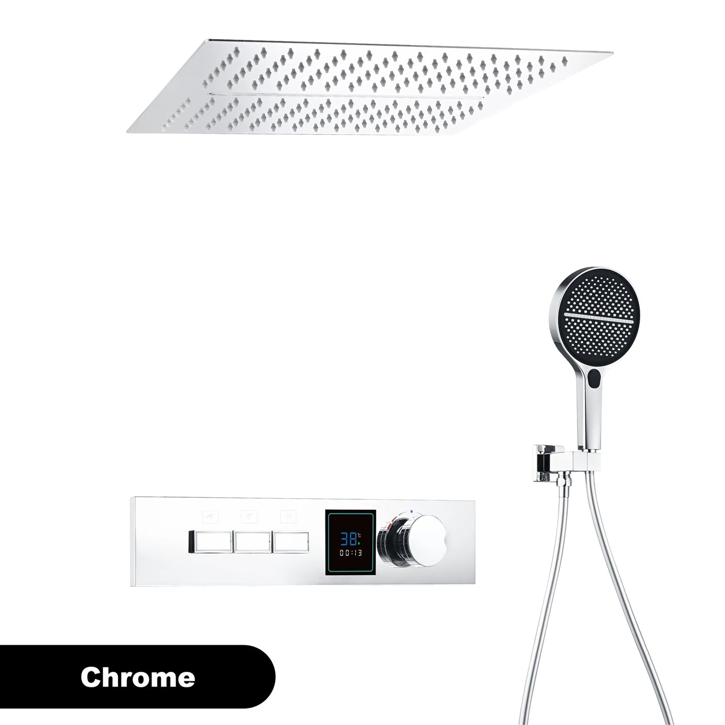 Gestana LED Temperature Display Shower System Ceiling Mounted 2 Function